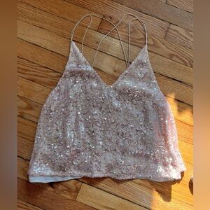 Free People pink sequin swing tank size XS